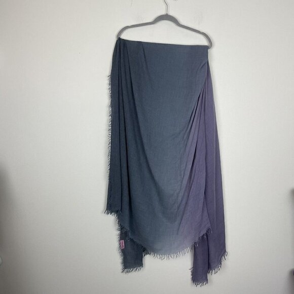 Laritta Purple Blue Ombre Rectangle Shawl Scarf With Fringe - Picture 4 of 4